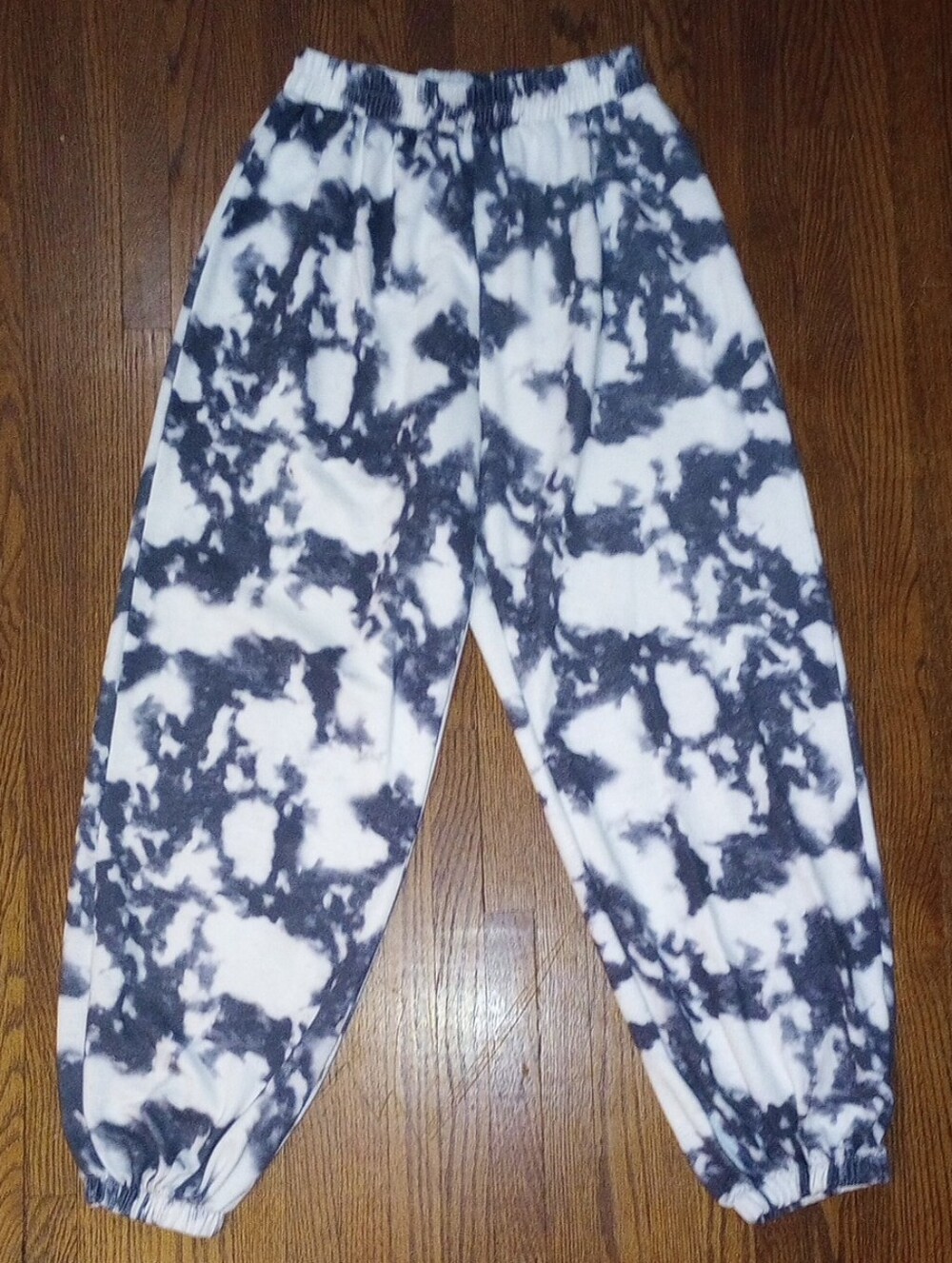 Black & White Tie Dye Jogger Pants, Size S